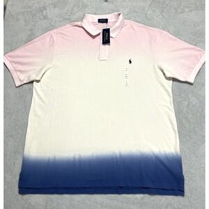 Polo Ralph Lauren Men's 2XLT Polo Shirt Tie Dye Blue Pink White Classic Fit NWT